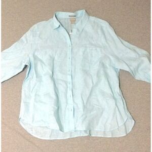Chico Linen button down shirt blue NWT $89 Sz 4